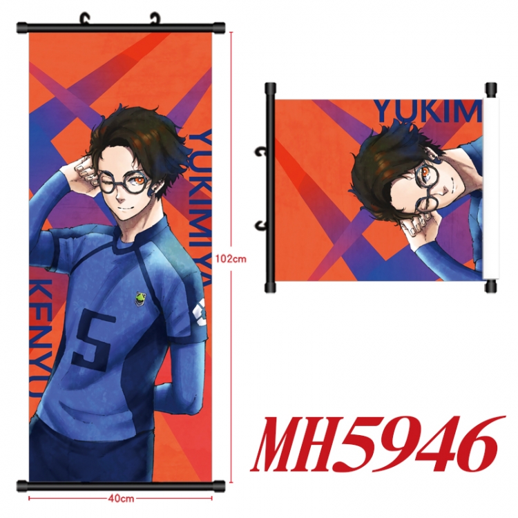 BLUE LOCK Anime black Plastic rod Cloth painting Wall Scroll 40X102CM MH5946A