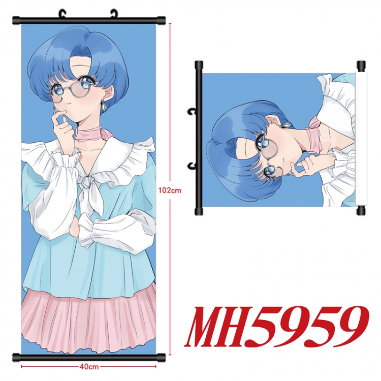 sailormoon Anime black Plastic rod Cloth painting Wall Scroll 40X102CM  MH5959A