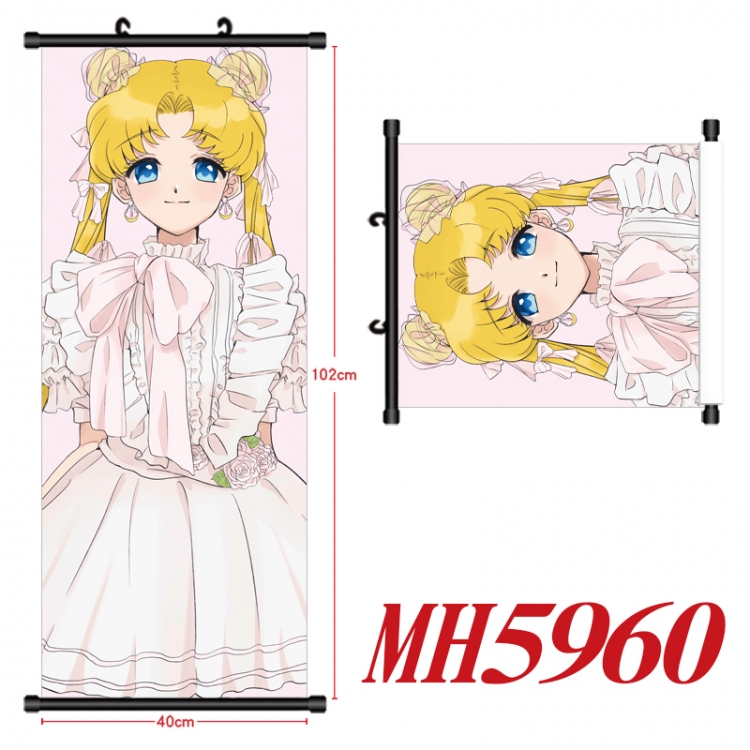 sailormoon Anime black Plastic rod Cloth painting Wall Scroll 40X102CM  MH5960A