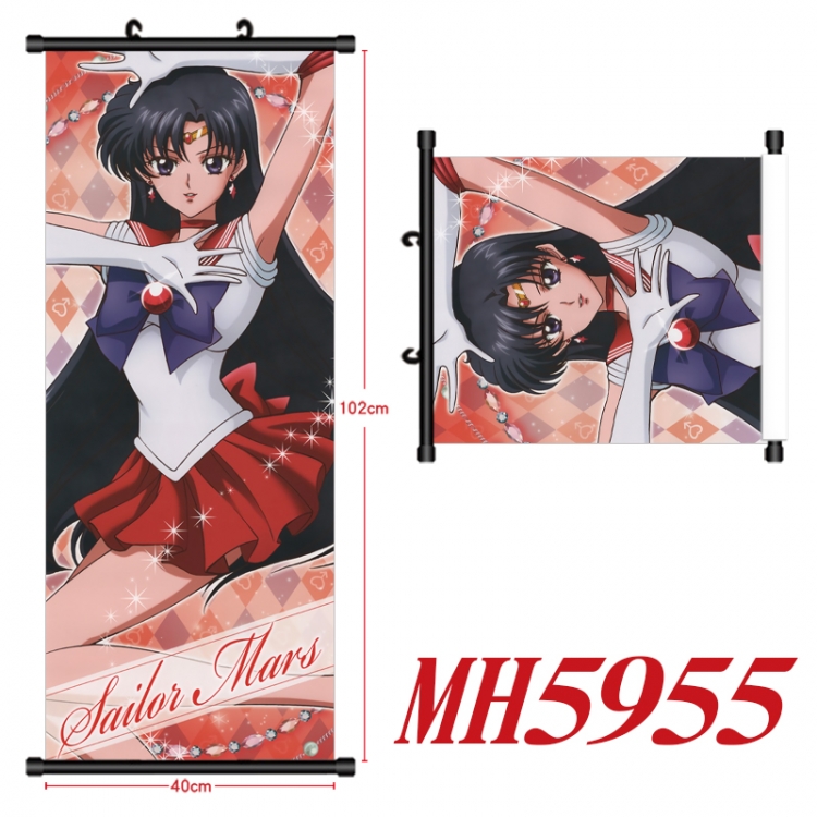 sailormoon Anime black Plastic rod Cloth painting Wall Scroll 40X102CM MH5955A