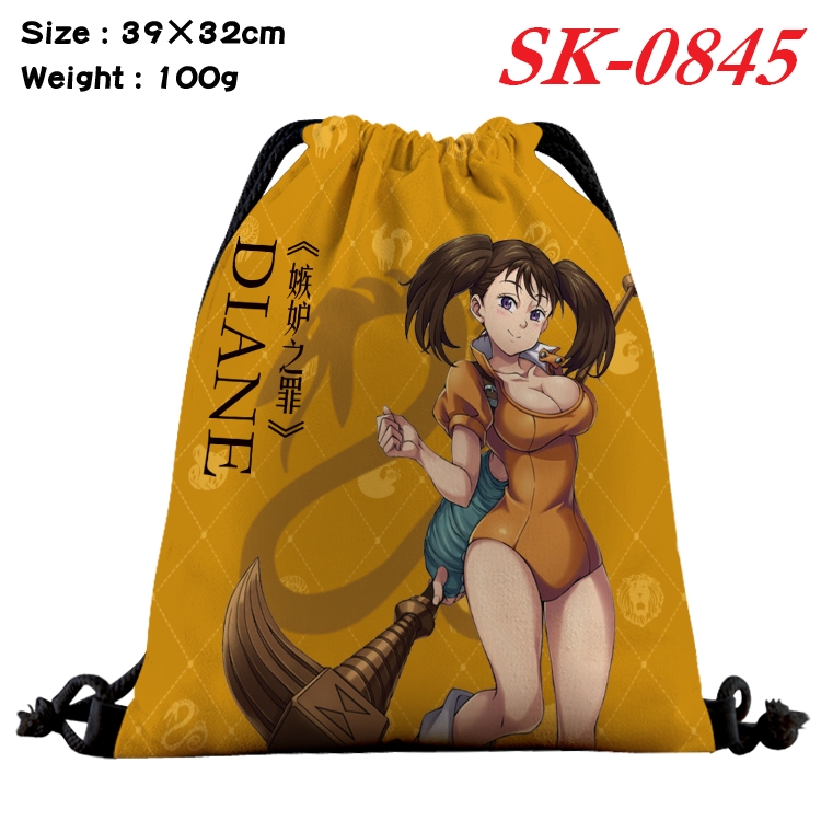 The Seven Deadly Sins cartoon Waterproof Nylon Full Color Drawstring Pocket 39x32cm  SK-0845