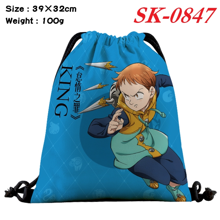 The Seven Deadly Sins cartoon Waterproof Nylon Full Color Drawstring Pocket 39x32cm  SK-0847