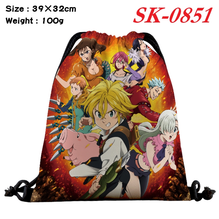 The Seven Deadly Sins cartoon Waterproof Nylon Full Color Drawstring Pocket 39x32cm SK-0851
