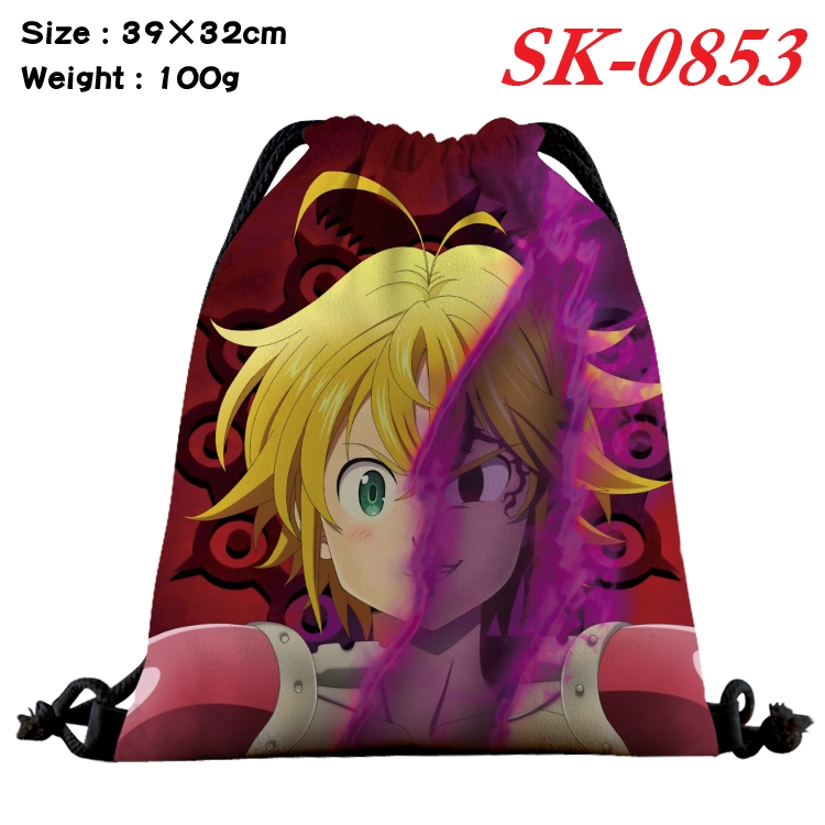 The Seven Deadly Sins cartoon Waterproof Nylon Full Color Drawstring Pocket 39x32cm SK-0853