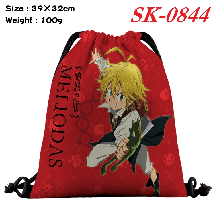 The Seven Deadly Sins cartoon Waterproof Nylon Full Color Drawstring Pocket 39x32cm  SK-0844