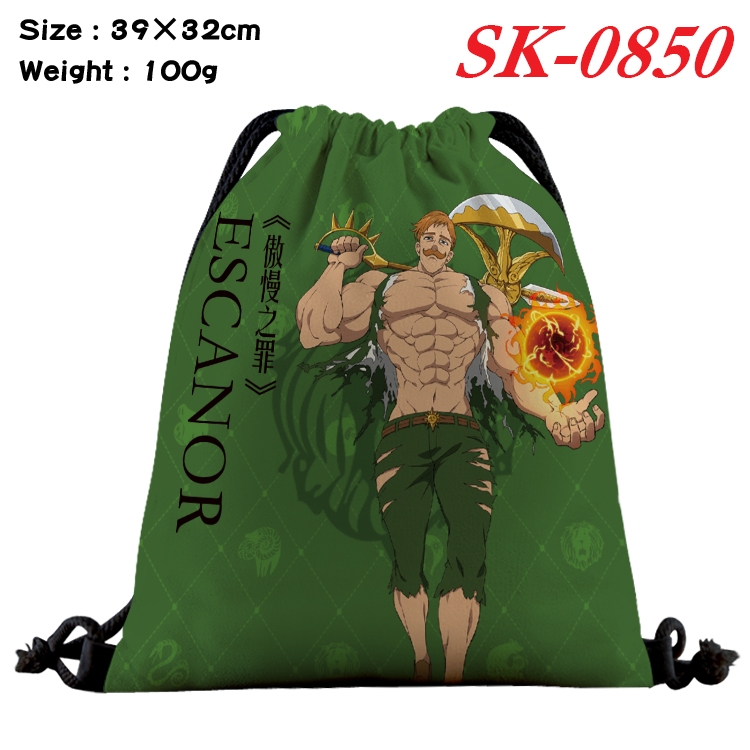 The Seven Deadly Sins cartoon Waterproof Nylon Full Color Drawstring Pocket 39x32cm  SK-0850