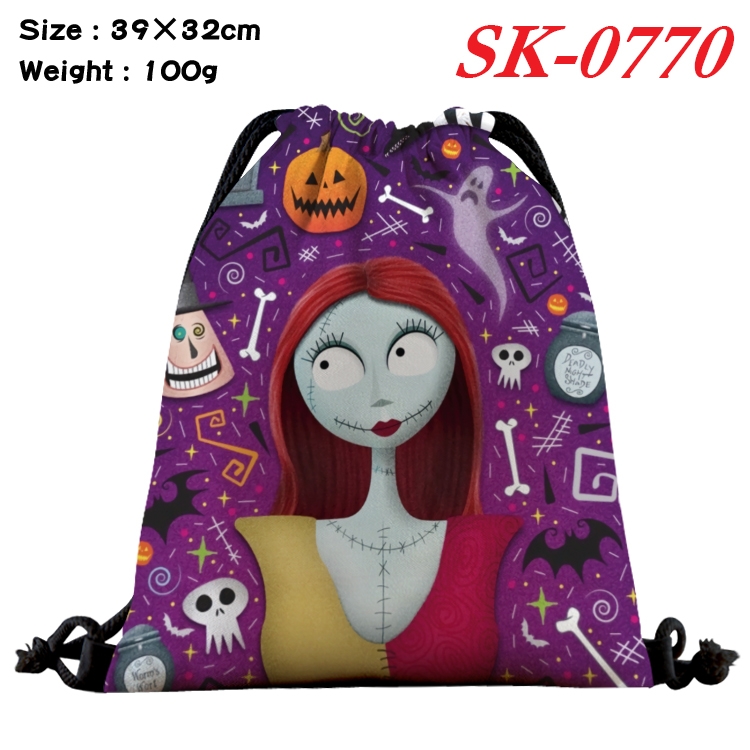 The Nightmare Before Christmas cartoon Waterproof Nylon Full Color Drawstring Pocket 39x32cm SK-0770