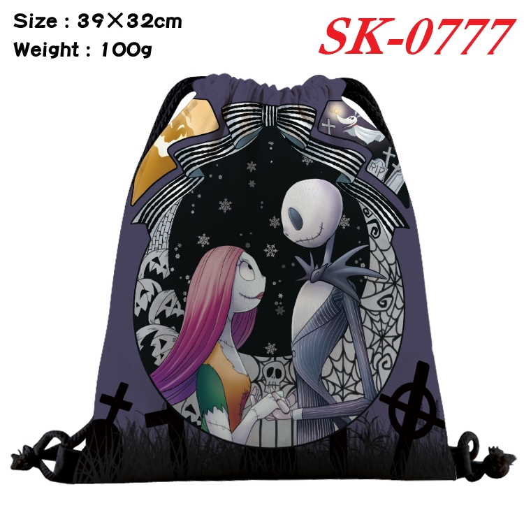 The Nightmare Before Christmas cartoon Waterproof Nylon Full Color Drawstring Pocket 39x32cm SK-0777