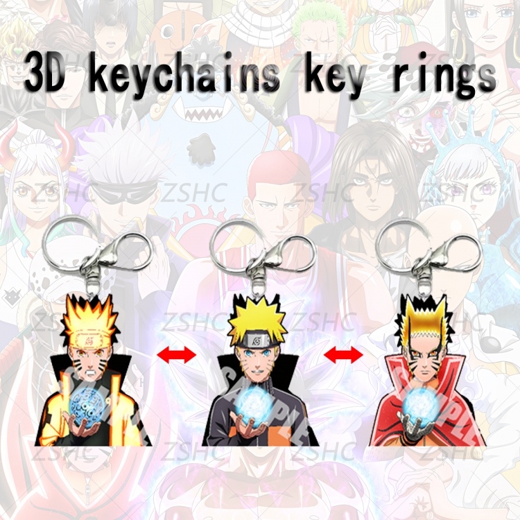 Naruto 3D gradient acrylic keychain cardboard packaging 5-8CM  price for 5 pcs  K-N29