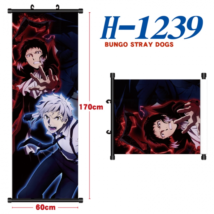 Bungo Stray Dogs Black plastic rod cloth hanging canvas painting Wall Scroll 60x170cm H-1239A