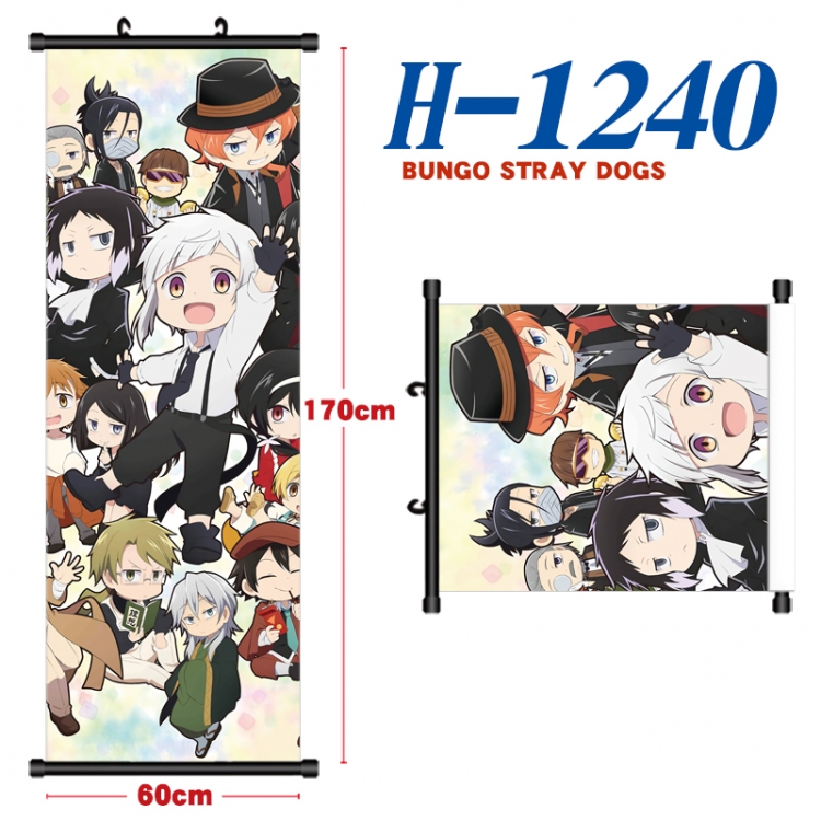 Bungo Stray Dogs Black plastic rod cloth hanging canvas painting Wall Scroll 60x170cm  H-1240A