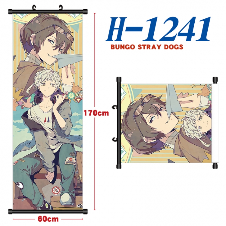 Bungo Stray Dogs Black plastic rod cloth hanging canvas painting Wall Scroll 60x170cm  H-1241A