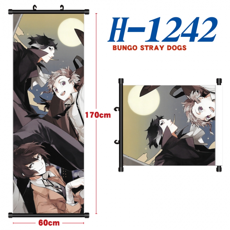 Bungo Stray Dogs Black plastic rod cloth hanging canvas painting Wall Scroll 60x170cm H-1242A