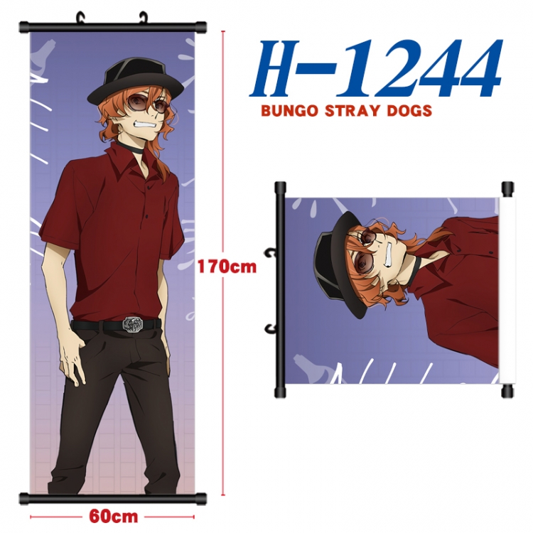 Bungo Stray Dogs Black plastic rod cloth hanging canvas painting Wall Scroll 60x170cm  H-1244A