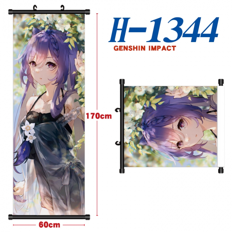 Genshin Impact Black plastic rod cloth hanging canvas painting Wall Scroll 60x170cm  H-1344A