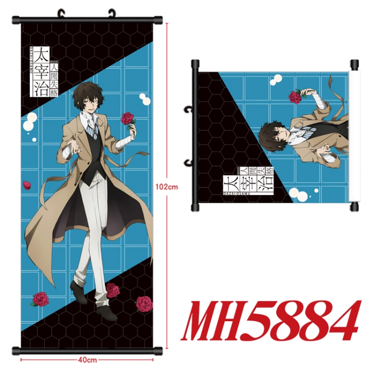 Bungo Stray Dogs Anime black Plastic rod Cloth painting Wall Scroll 40X102CM MH5884A