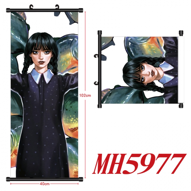 The Addams Family Anime black Plastic rod Cloth painting Wall Scroll 40X102CM MH5977A