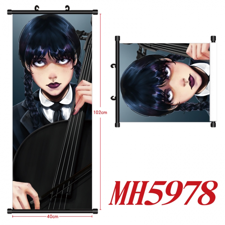 The Addams Family Anime black Plastic rod Cloth painting Wall Scroll 40X102CM MH5978A