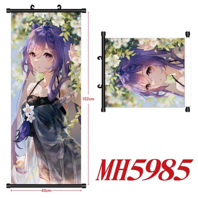 Genshin Impact Anime black Plastic rod Cloth painting Wall Scroll 40X102CM MH5985A