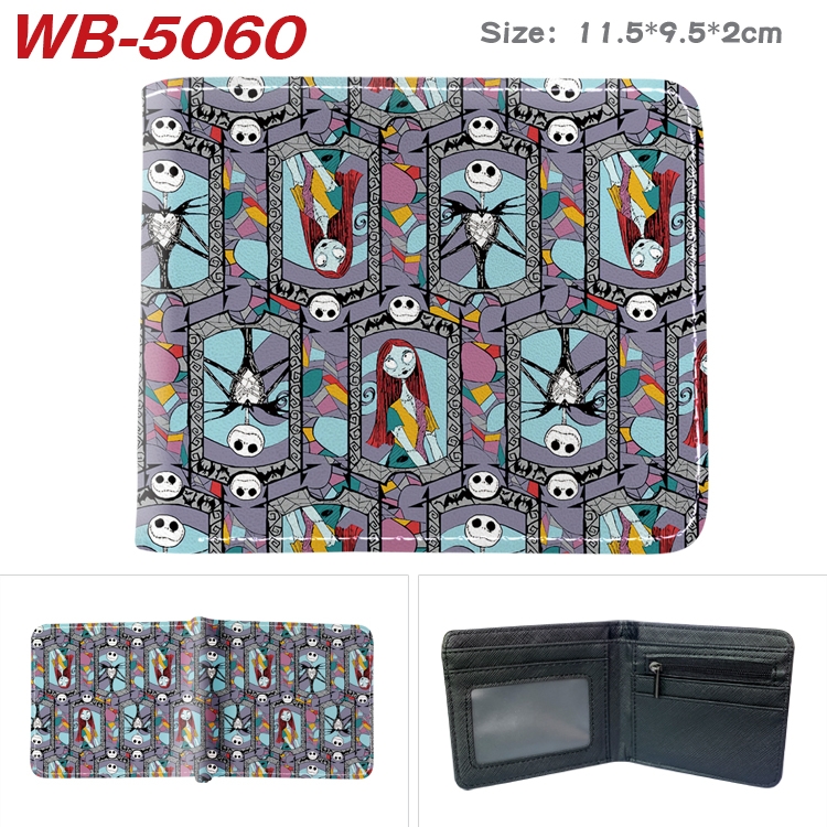 The Nightmare Before Christmas Animation color PU leather half fold wallet 11.5X9X2CM  WB-5060A