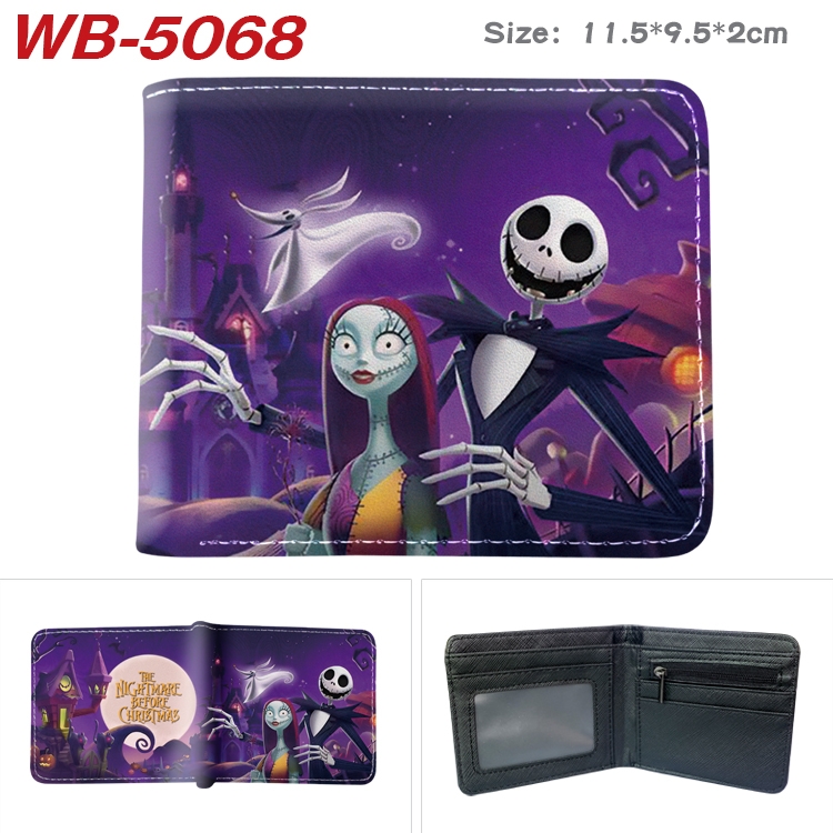 The Nightmare Before Christmas Animation color PU leather half fold wallet 11.5X9X2CM WB-5068A