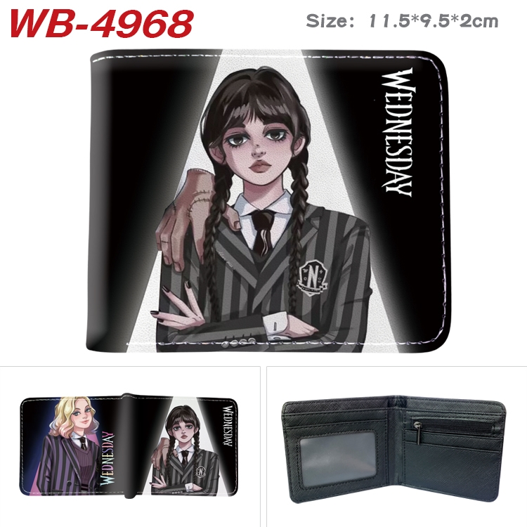 The Addams Family Animation color PU leather half fold wallet 11.5X9X2CM WB-4968A