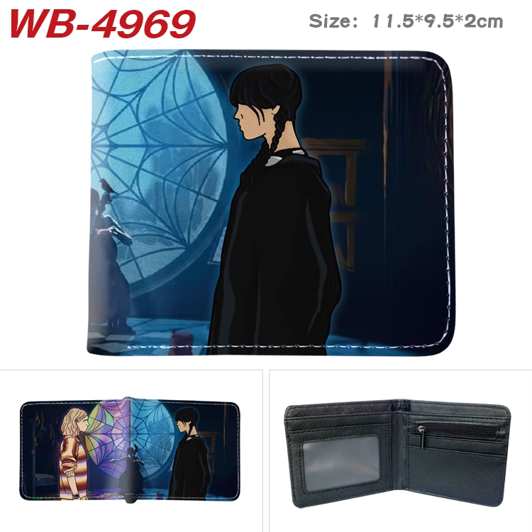 The Addams Family Animation color PU leather half fold wallet 11.5X9X2CM WB-4969A