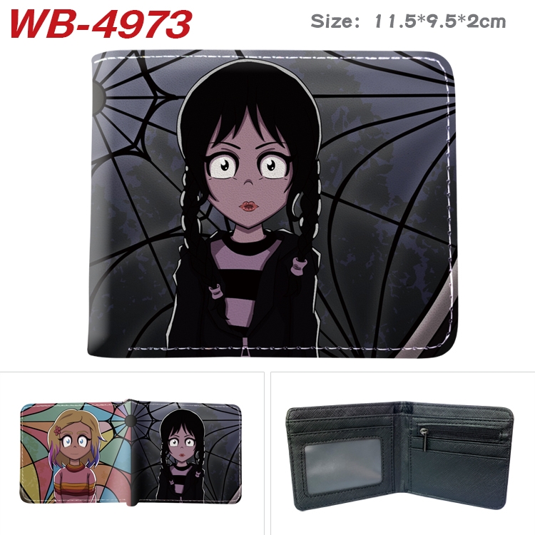 The Addams Family Animation color PU leather half fold wallet 11.5X9X2CM WB-4973A