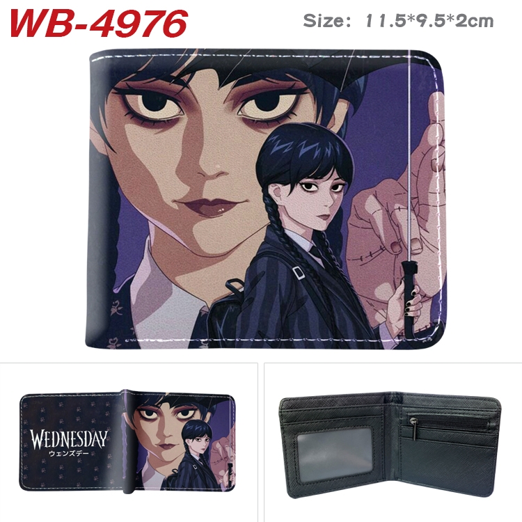 The Addams Family Animation color PU leather half fold wallet 11.5X9X2CM  WB-4976A