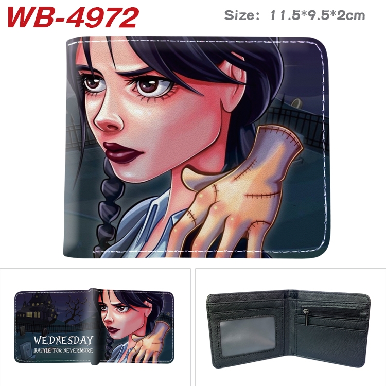 The Addams Family Animation color PU leather half fold wallet 11.5X9X2CM WB-4972A