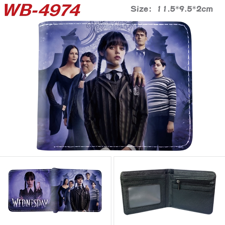 The Addams Family Animation color PU leather half fold wallet 11.5X9X2CM WB-4974A