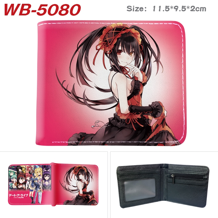 Date-A-Live Animation color PU leather half fold wallet 11.5X9X2CM  WB-5080A