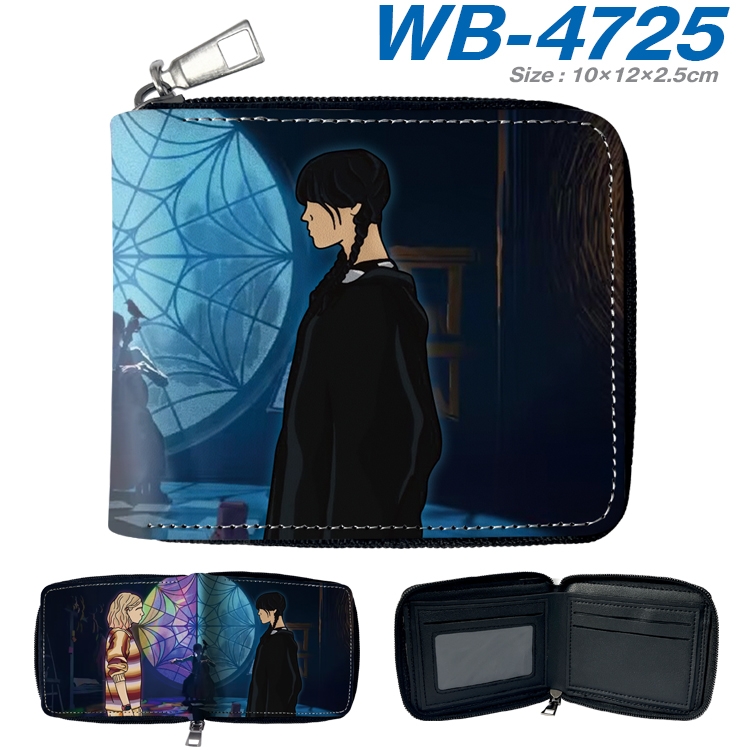 The Addams Family Anime color short full zip folding wallet 10x12x2.5cm  WB-4725A