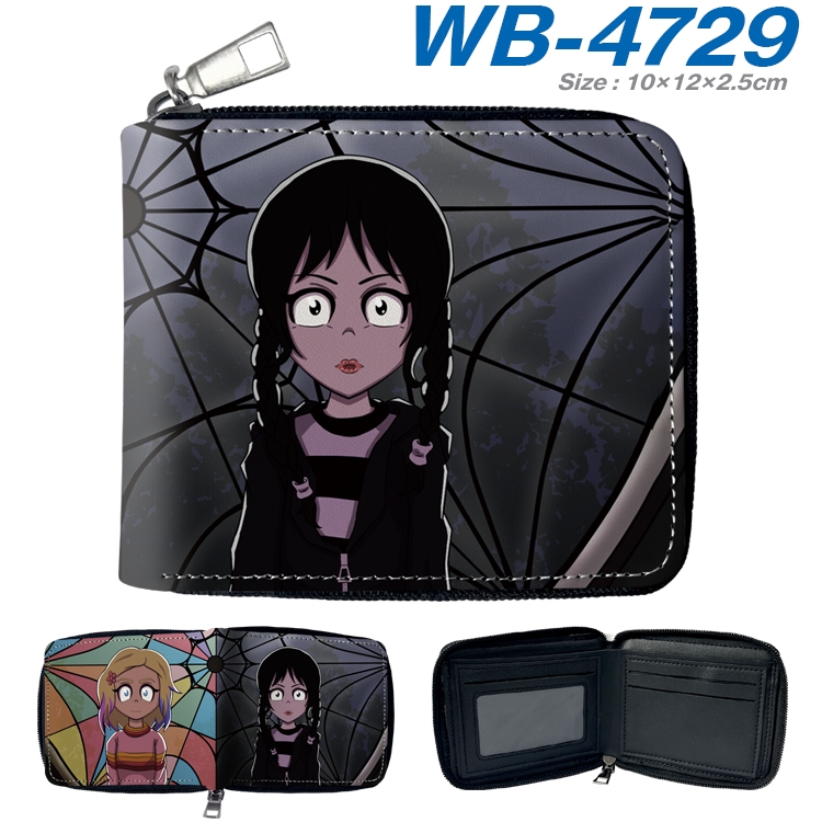 The Addams Family Anime color short full zip folding wallet 10x12x2.5cm  WB-4729A