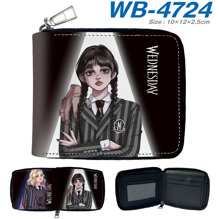 The Addams Family Anime color short full zip folding wallet 10x12x2.5cm  WB-4724A