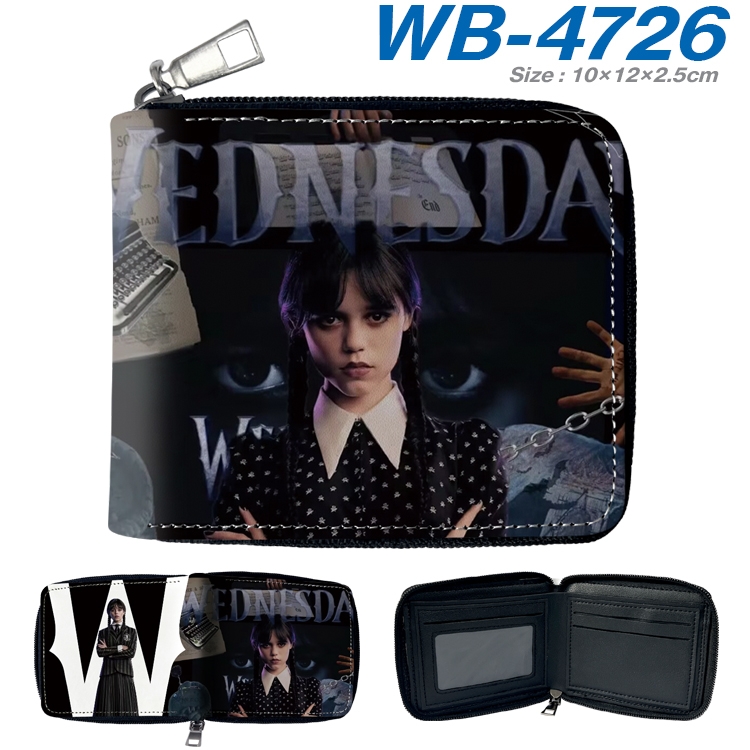 The Addams Family Anime color short full zip folding wallet 10x12x2.5cm WB-4726A