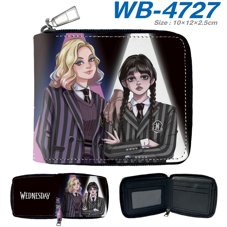 The Addams Family Anime color short full zip folding wallet 10x12x2.5cm  WB-4727A