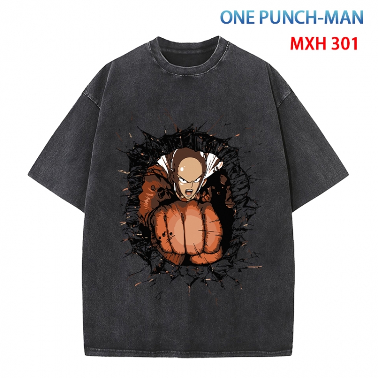 One Punch Man Anime peripheral pure cotton washed and worn T-shirt from S to 4XL  MXH 301