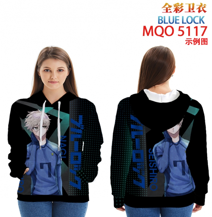 BLUE LOCK Long Sleeve Hooded Full Color Patch Pocket Sweatshirt from XXS to 4XL  MQO-5117