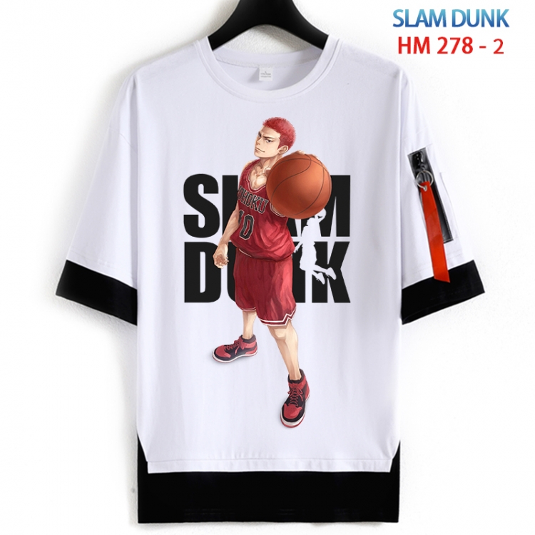 Slam Dunk Cotton Crew Neck Fake Two-Piece Short Sleeve T-Shirt from S to 4XL HM 278 2