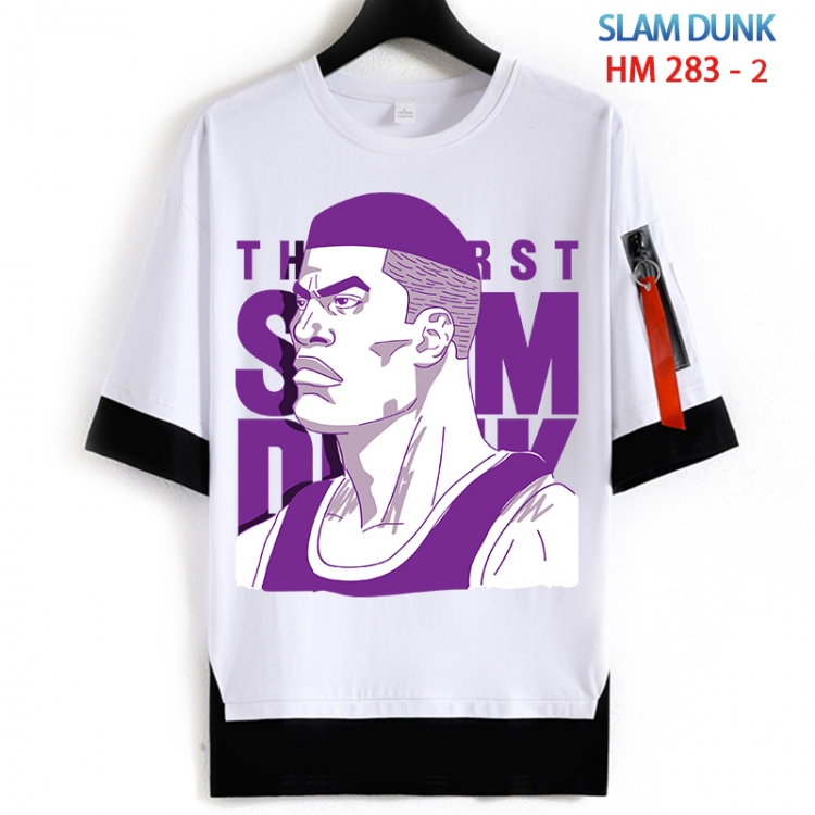 Slam Dunk Cotton Crew Neck Fake Two-Piece Short Sleeve T-Shirt from S to 4XL  HM 283 2