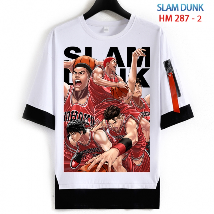 Slam Dunk Cotton Crew Neck Fake Two-Piece Short Sleeve T-Shirt from S to 4XL HM 287 2
