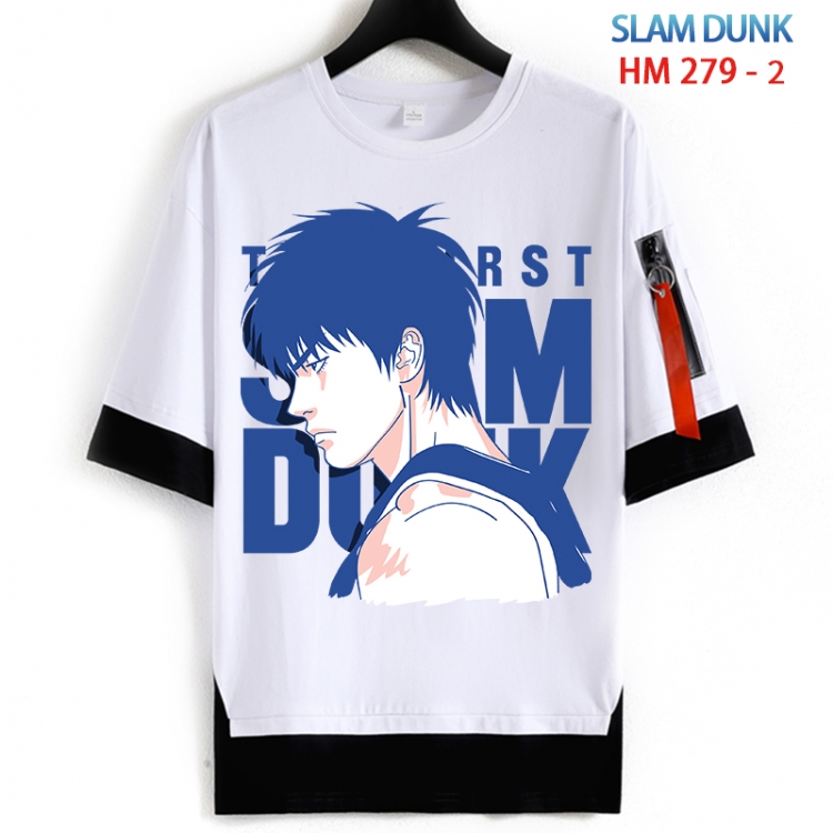Slam Dunk Cotton Crew Neck Fake Two-Piece Short Sleeve T-Shirt from S to 4XL HM 279 2