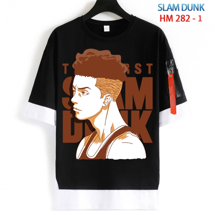Slam Dunk Cotton Crew Neck Fake Two-Piece Short Sleeve T-Shirt from S to 4XL HM 282 1