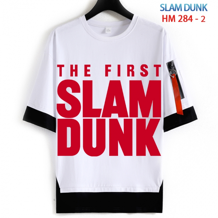 Slam Dunk Cotton Crew Neck Fake Two-Piece Short Sleeve T-Shirt from S to 4XL  HM 284 2