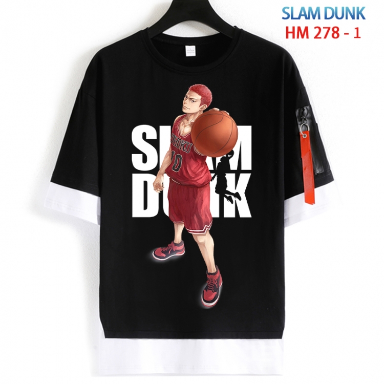Slam Dunk Cotton Crew Neck Fake Two-Piece Short Sleeve T-Shirt from S to 4XL HM 278 1