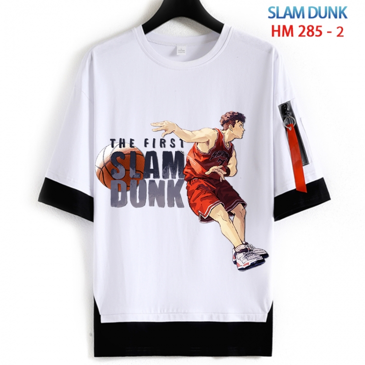Slam Dunk Cotton Crew Neck Fake Two-Piece Short Sleeve T-Shirt from S to 4XL HM 285 2