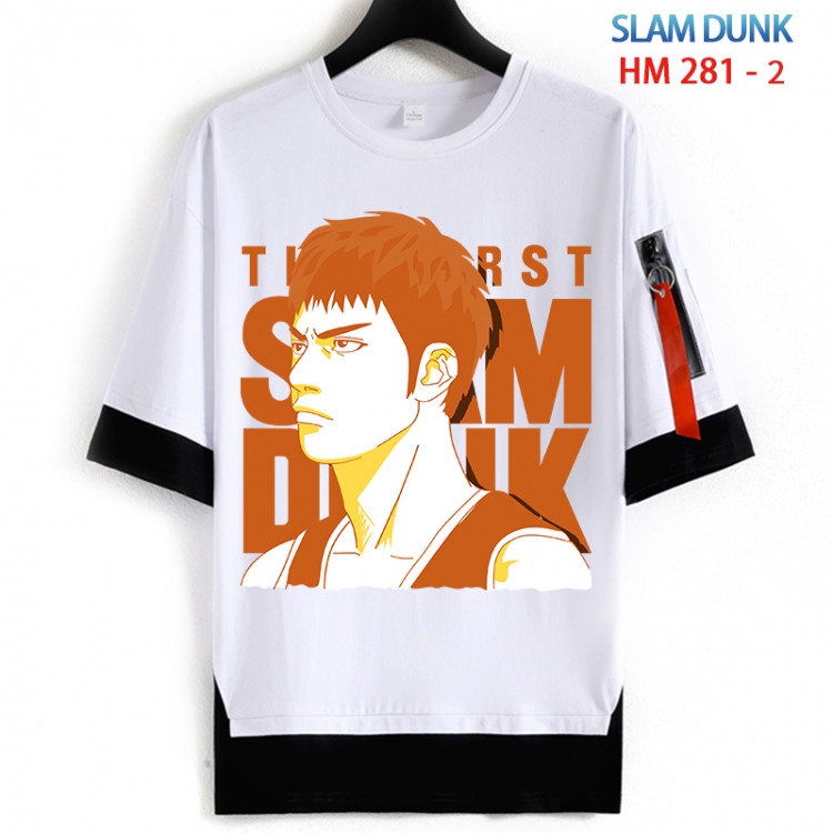 Slam Dunk Cotton Crew Neck Fake Two-Piece Short Sleeve T-Shirt from S to 4XL HM 281 2