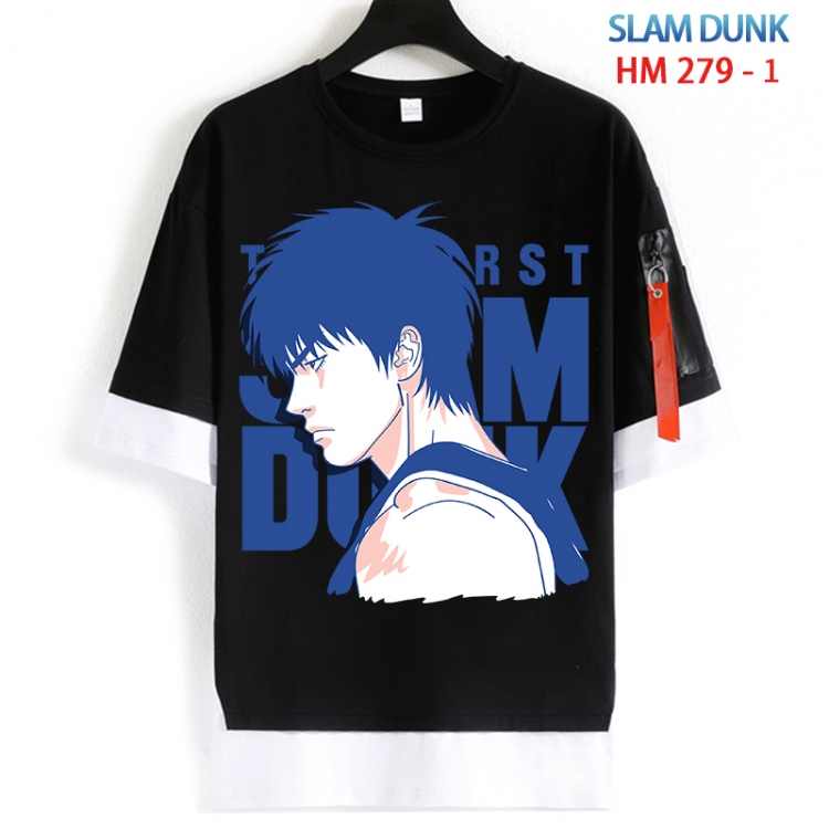 Slam Dunk Cotton Crew Neck Fake Two-Piece Short Sleeve T-Shirt from S to 4XL HM 279 1