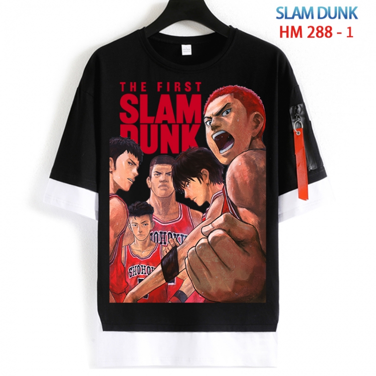 Slam Dunk Cotton Crew Neck Fake Two-Piece Short Sleeve T-Shirt from S to 4XL HM 288 1